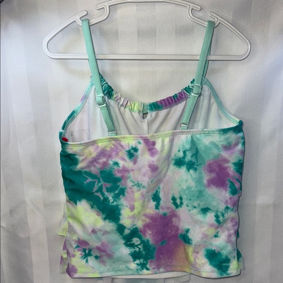 Justice Girl Tie-Dye Tankini Camisole Top with Ruffles Size S (7/8) - Picture 2 of 4